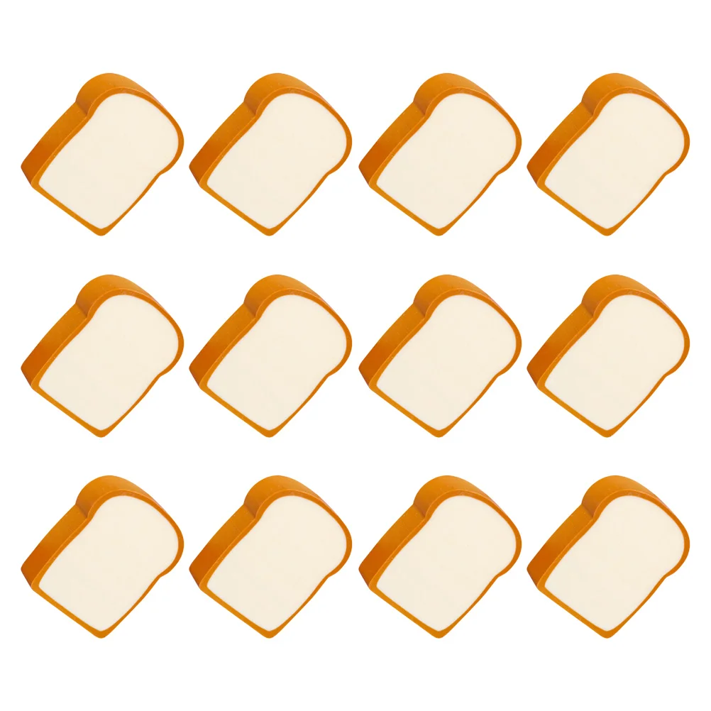 12 Pcs Toast Eraser Decorative School Erasers for Kids Portable Food Adorable Bread Model Child