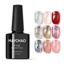 MAYCHAO 26 Colors Glitter Gel Nail Polish Soak Off UV LED Semi-Permanent Enamels For Nails Manicure Nails Products