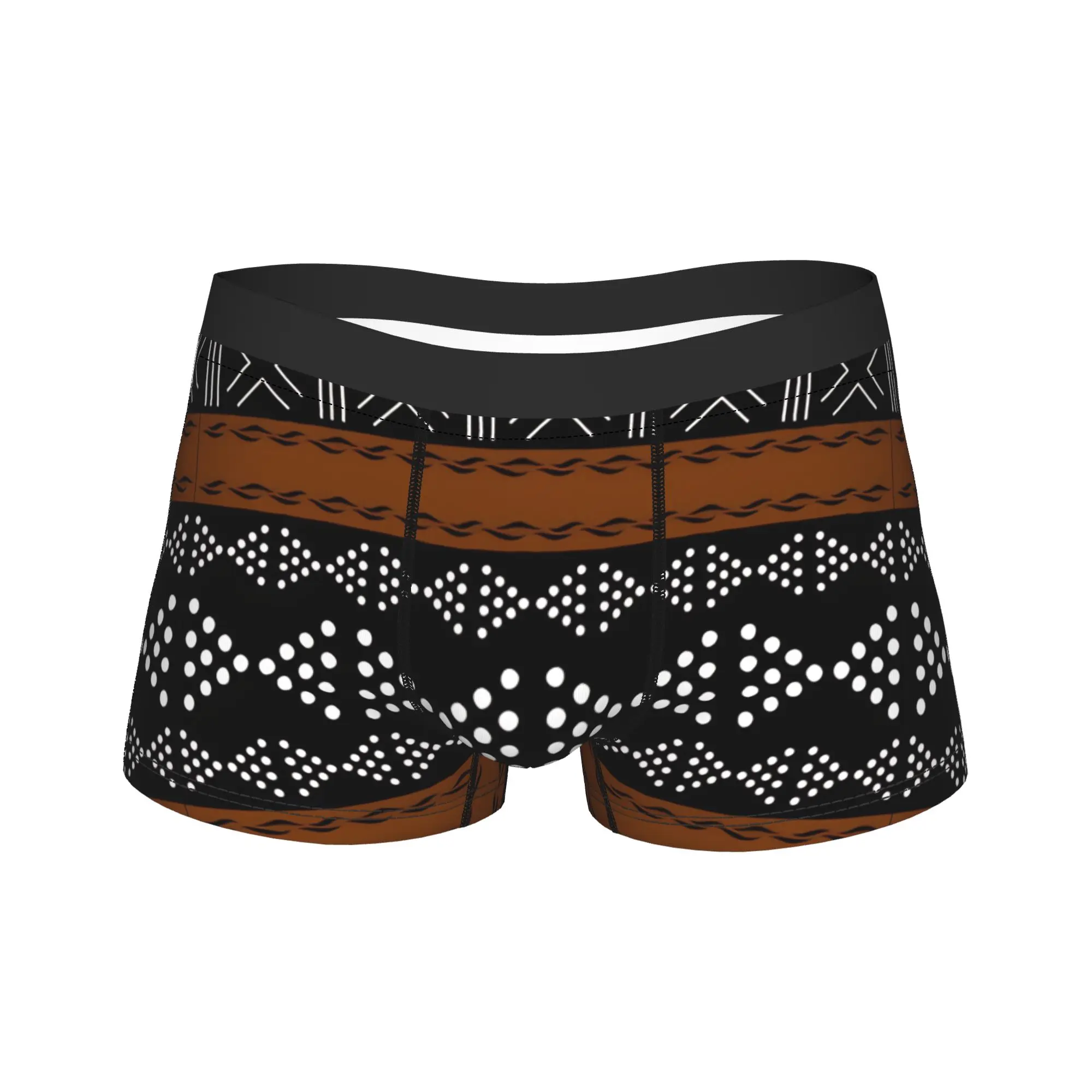 African Bogolan Mudcloth Pattern Underwear  Funny Panties Printed Boxer Brief For Male Pouch Large Size Trunk