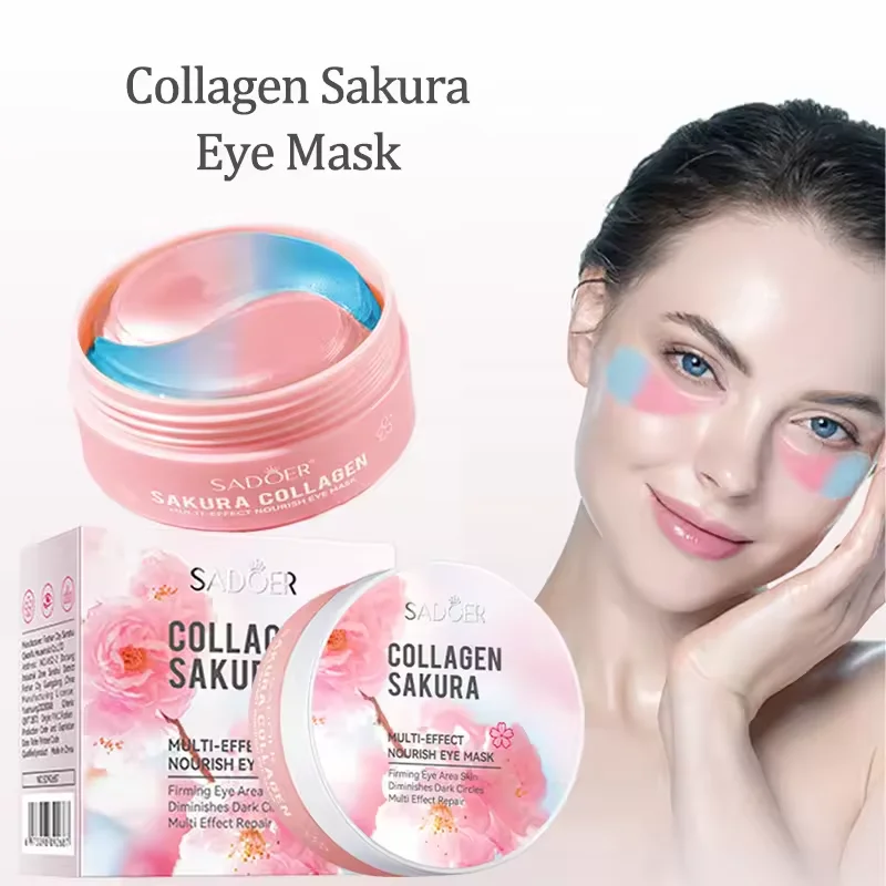 

60pcs SADOER Sakura Collagen Eye Mask Anti Dark Circles Eyes Bags Removal Moisturizing Firming Eye Patches Skin Care for Eyes