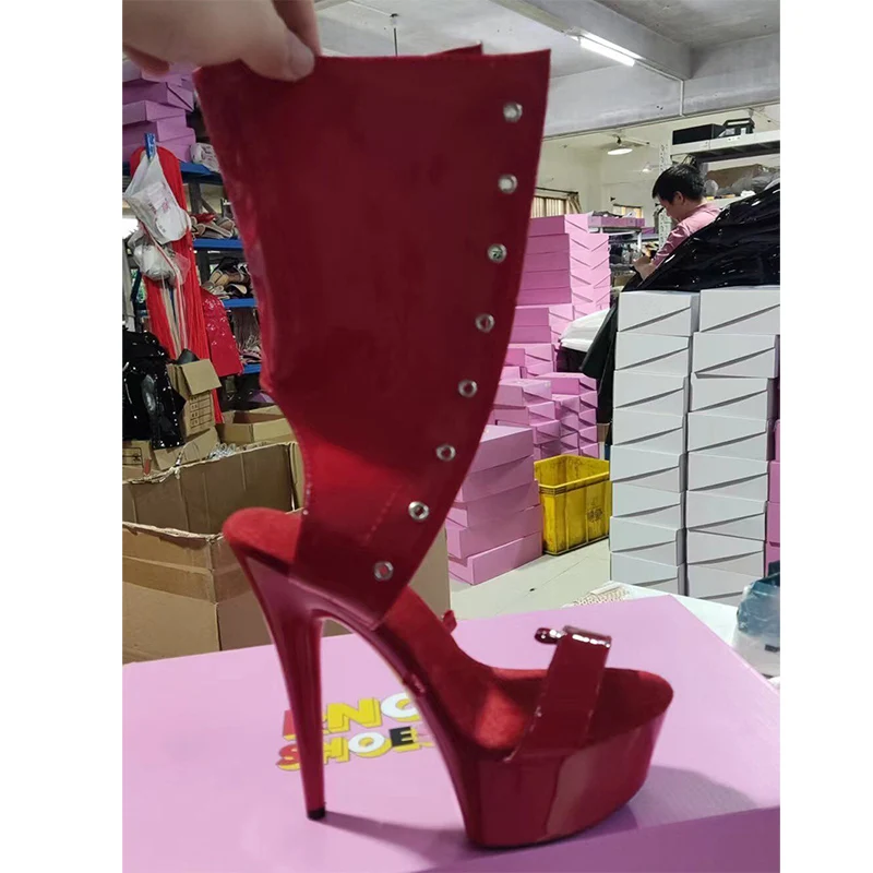 

LAIJIANJINXIA New 15CM/6inches PU Upper Sexy Exotic High Heel Platform Party Women Boots Pole Dance Shoes C023