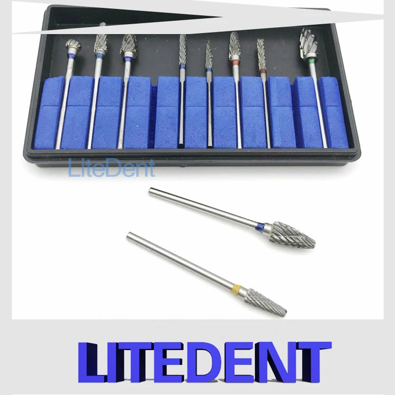 10 pcs HP tungsten carbide cutter kit Quality Steel Dental Burs Lab Burrs Tooth Drill Polisher Teeth Whitening Accs