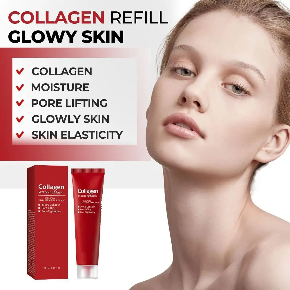 70ml Glowy Skin Peel-off Mask Elasticity Pore Lifting and Minimizing Red Collagen Wrapping Mask Hydrating Korean Glass Skin