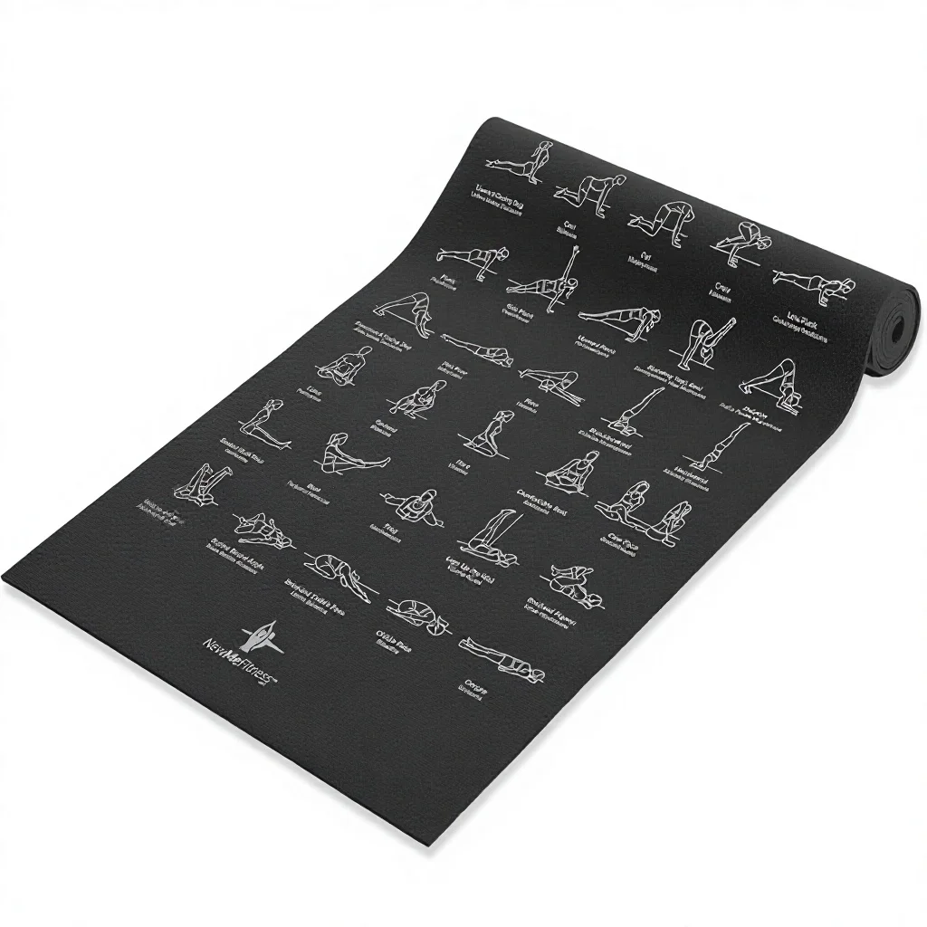 Yoga Mat 5mm, Non Slip Fitness Pad with Pose Designs, Durable Easy Clean Exercise Mat for Home Gym Pilates Women Men Use