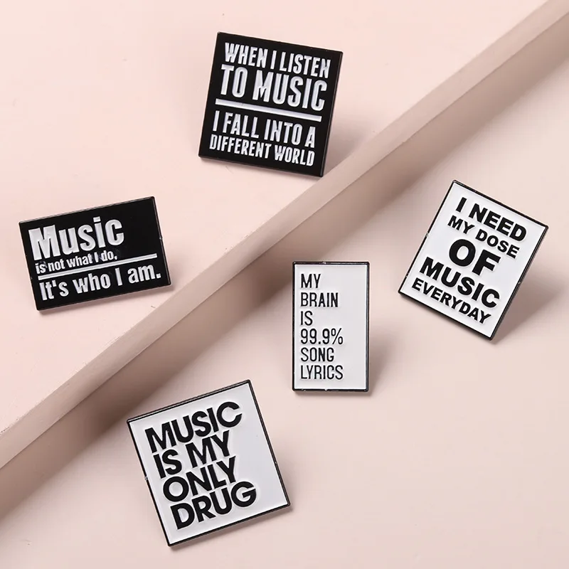 Cool Quotes about Music Enamel Pins Need Music Everyday Brooches Bag Hat Lapel Pin Badge Men Women Jewelry Gift for Music Lover