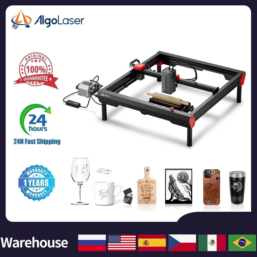 Algolaser Alpha 22W Laser Engraver Cutting Machine 22W Output Power for Acrylic Wood Metal Color Engraving CNC Router APP Contro