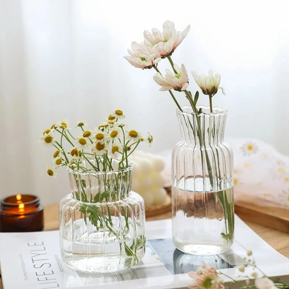Nordic Kreative Transparente Vasen Gestreifte Glas Vasen Hydrokultur Pflanzer für Wohnkultur Pflanzen Liebhaber Geschenk Blume Tisch Vase