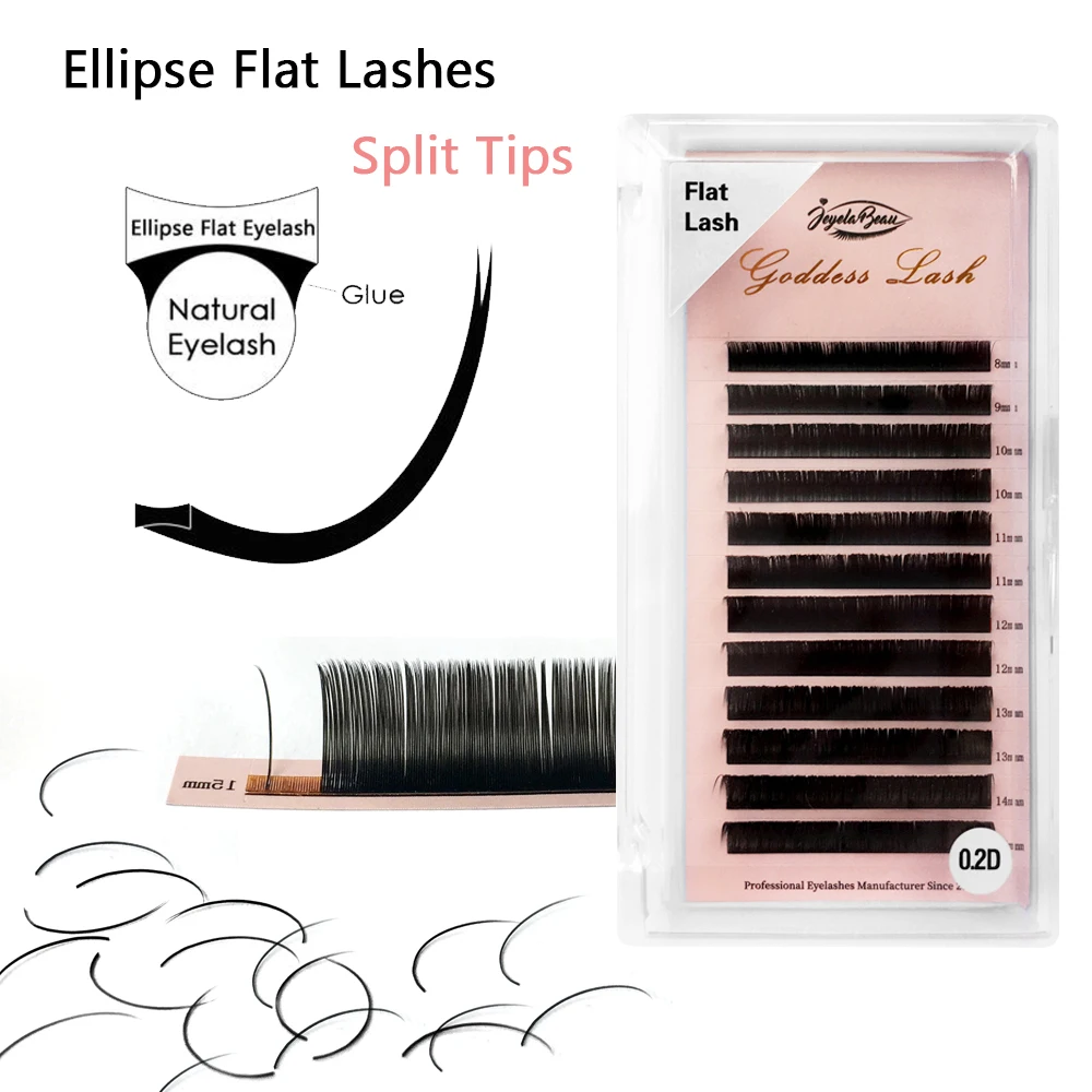 Goddess Ellipse Flat Lashes Soft Split-tips Fake Eyelash Extension Individual Eyelashes Nature Flat Ellipse Eyelashes Supplies