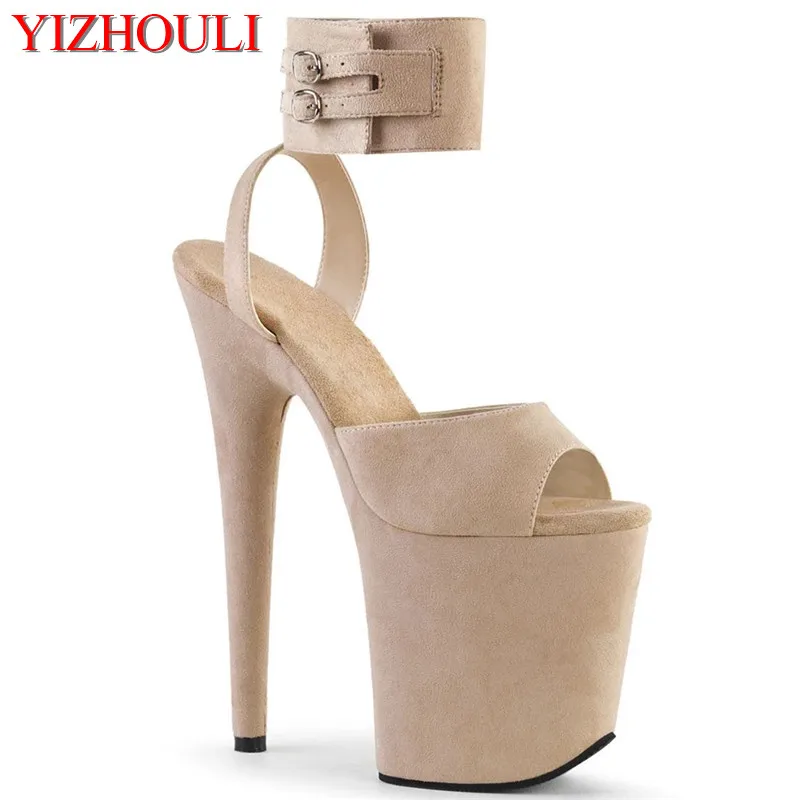 20 cm platform shoes, 8 inch heels, sexy model pole dancing, nude buckle party stage sandals