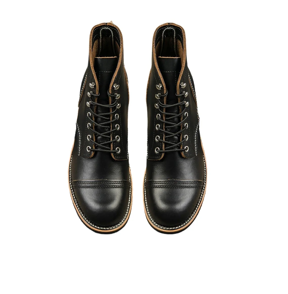 8111 Classic Leather Retro Round Head Motorcycle Men Boots