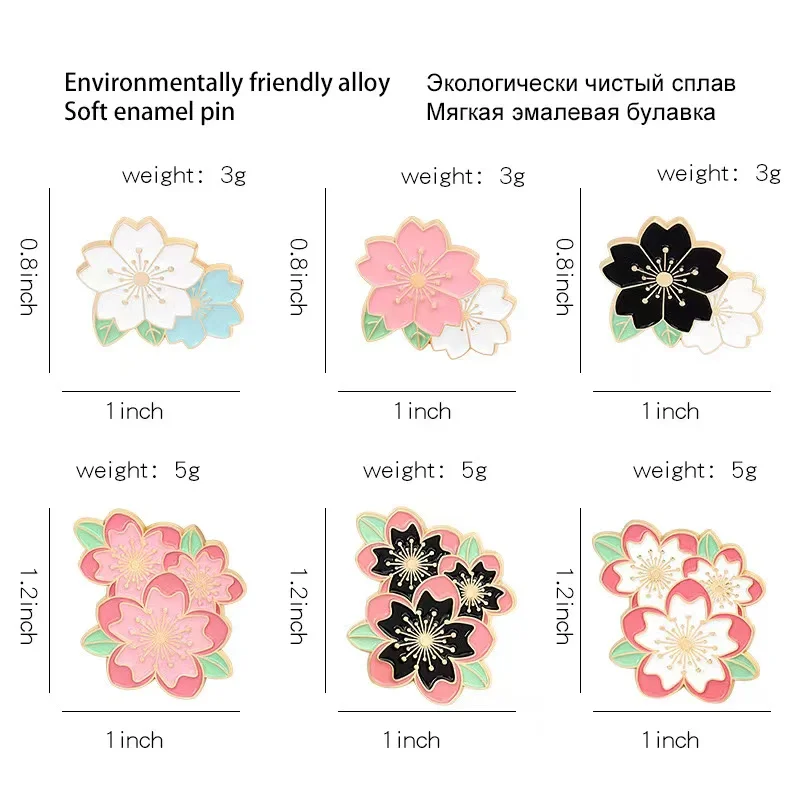 Pink White Black Sakura Flowers Enamel Pin Custom Cherry Blossom Brooches Bag Cartoon Plant Lapel Badges Jewelry Gifts Wholesale image 6