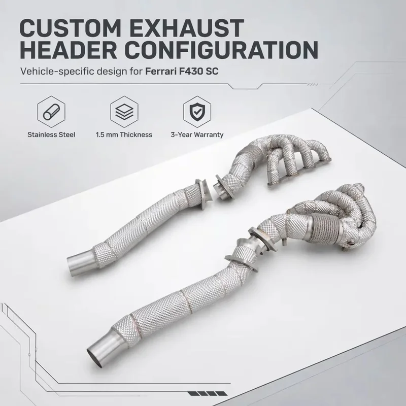 Perfectly Customized Performance Exhaust Manifold Header Specifically Designed for Ferrari F430 SC