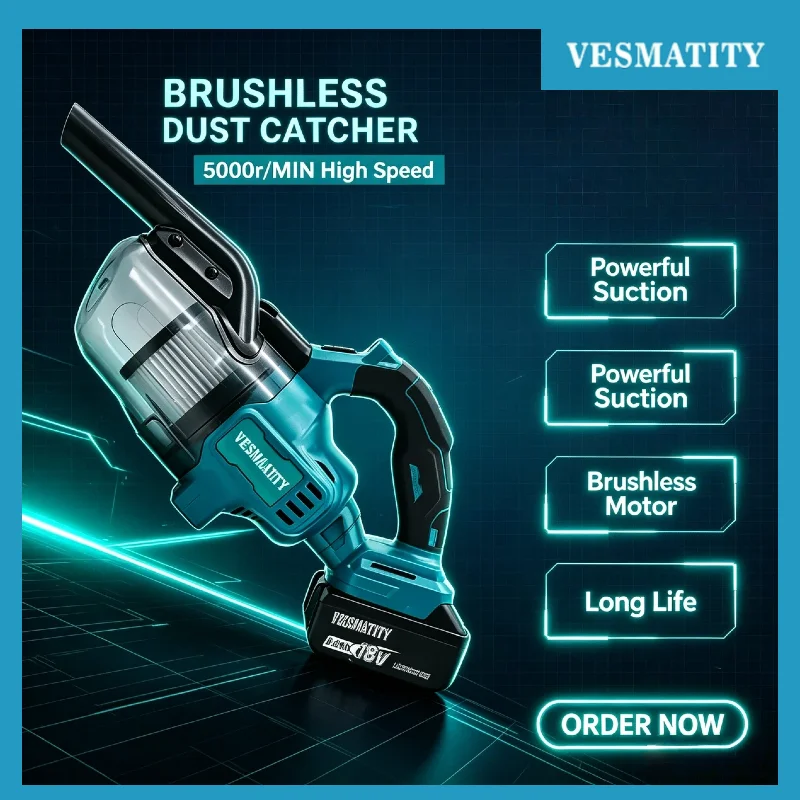 VESMATITY DCV501 Cordless Vacuum Cleaner Handheld Portable Vehicle Floor Household Power Tool for 18V 20V Battery Max Pro