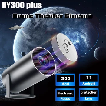DITONG HY300PLUS 스마트 미니 프로젝터, 안드로이드 11, 지지대 4K, 5G, 와이파이 6, 블루투스 5.0, 홈 무비 프로젝터