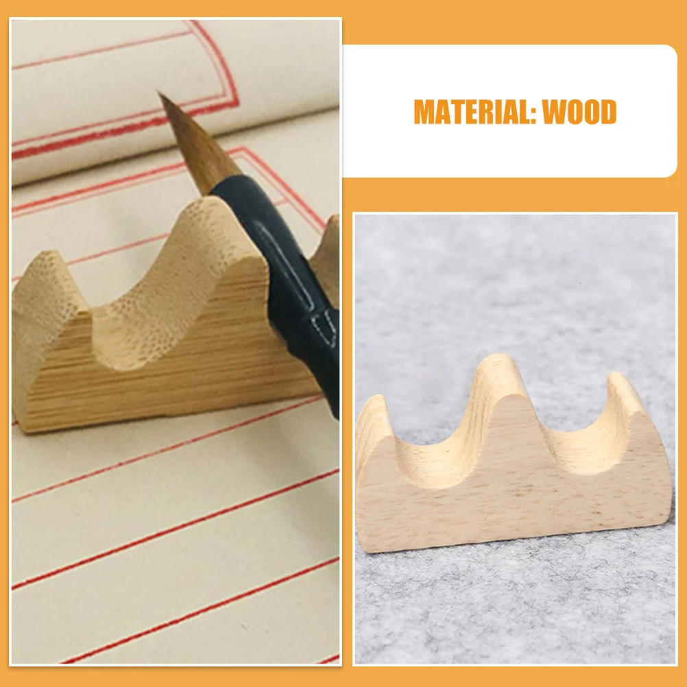 6pcs Wooden Writing Brush Holder Pen Rest For Calligraphy Painting Desk Organizer Chinese Brush Stand Pencil Holder Art Supplies