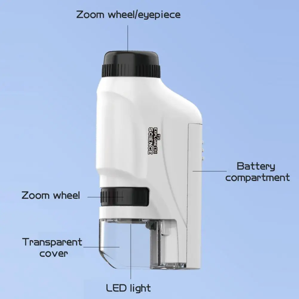 Kids Microscope 60-120X Magnification Clear Lens Mini Handheld LED Biological Microscope Educational Science Experiment Toy