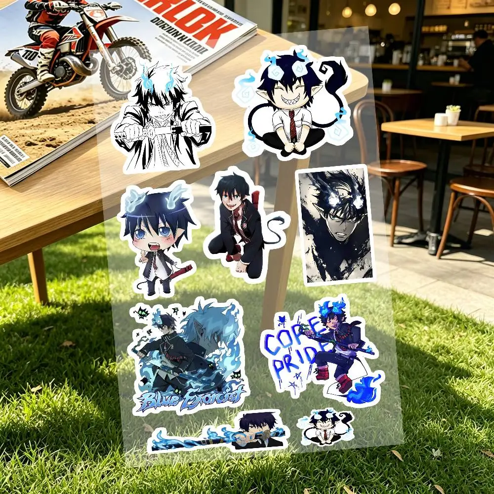 Anime Blue Exorcist Motorcycle Sticker Set Reflective Decals For Helmet Fuel Tank Fairing Body Custom Bike Graphics Kit