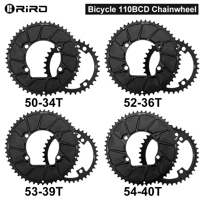 

RIRO Bicycle 110BCD Chainwheel for R7000 R8000 R9100 Aluminum Bicycle Double Chainring 50-34/52-36/53-39/54-40T Bike Chainwheel