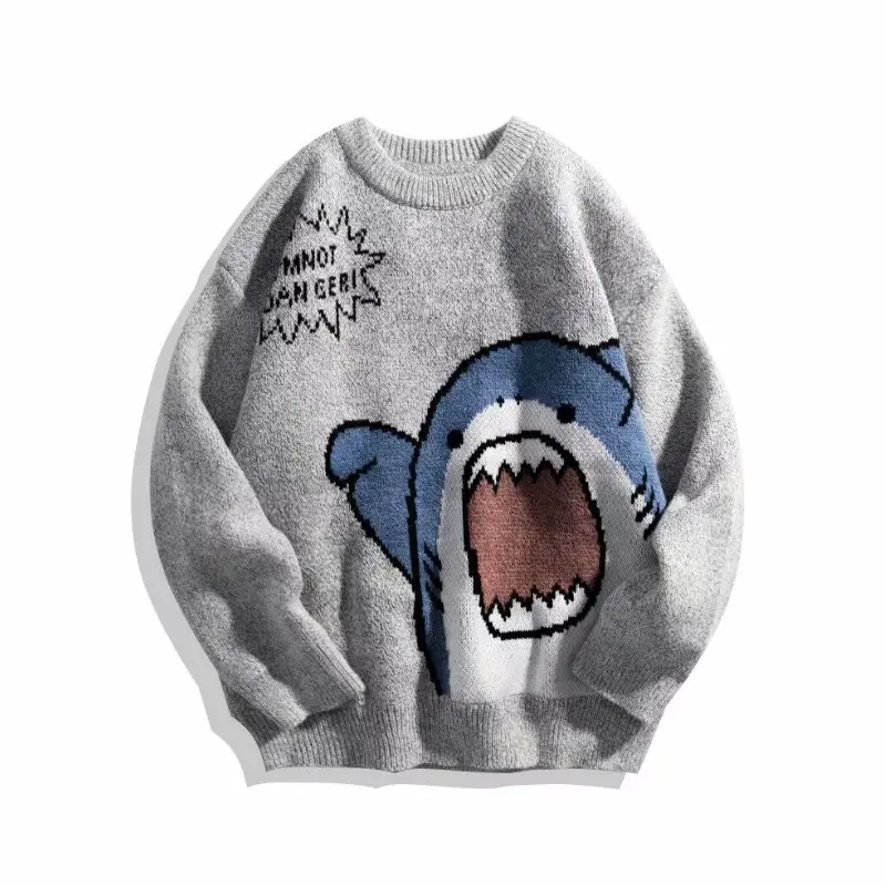 HMZ Winter Knit Embroidery Sweater Men Harajuku Hip Hop Streetwear Pullover Jumper Men Clothing Fashion Cartoon Couple Sweaters