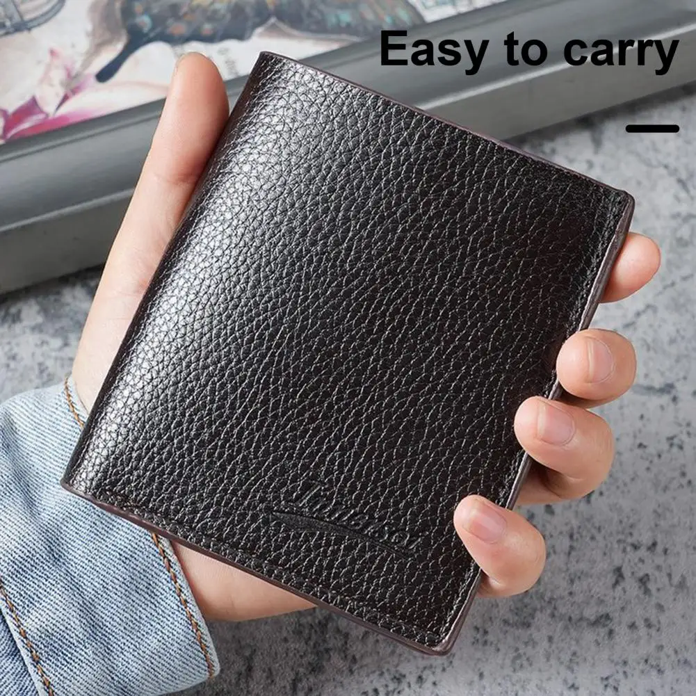 Men Wallet Faux Leather Business Style Zipper Closure Multiple Slot Wallet Firm Sticthing Credit Card ID Card Holder Money Bag