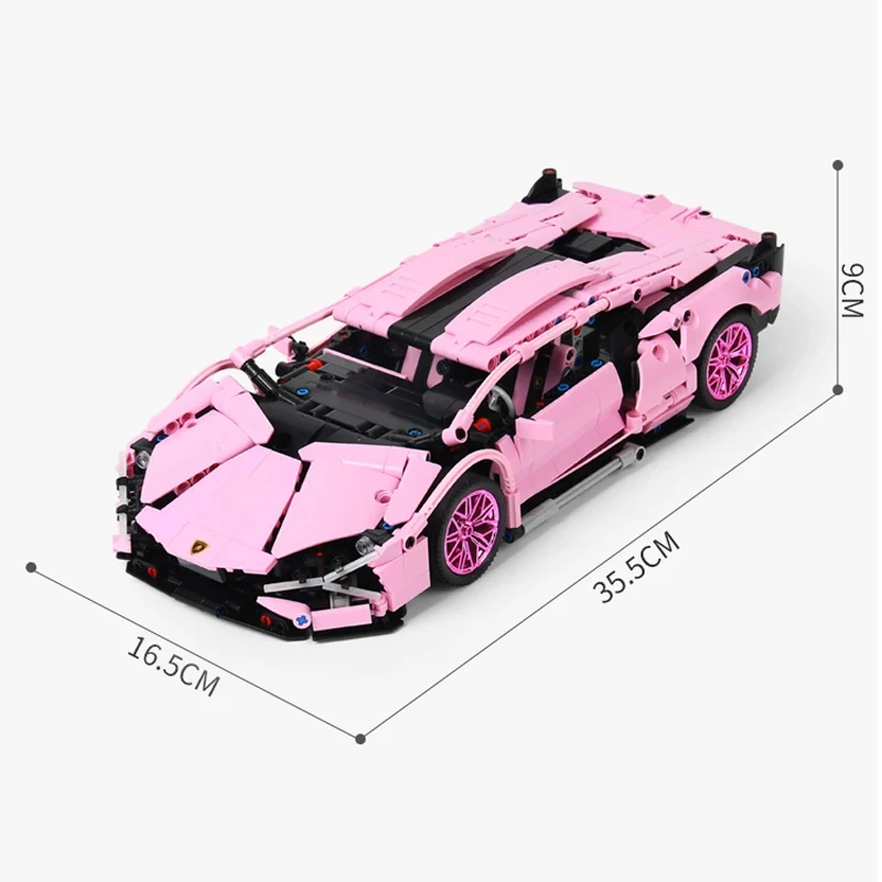 Technical Pink 1:14 Racing Car City Speed Building Block Model Sports Vehicle Assemble Bricks Toys For Kids Adult Gifts