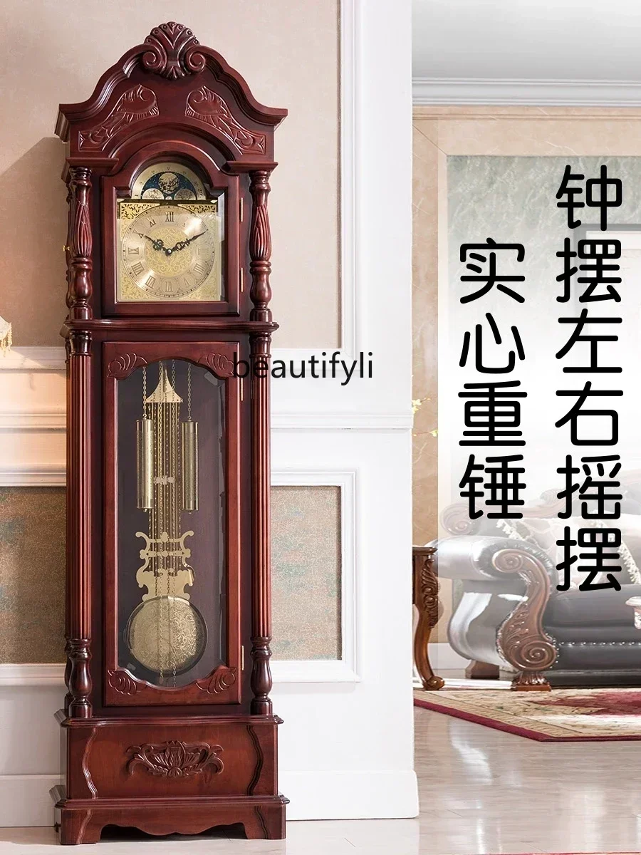 B178 Vertical Clock Mechanical Clock European Style the Grandfather  Living Room Chinese Retro Large Pendulum Clock