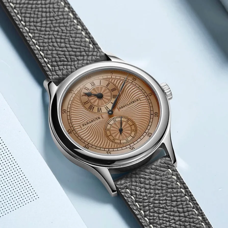 

FARASUTE Мужские часы-пилот 39 мм Винтажные механические наручные часы с ручным заводом 50 м Водонепроницаемые сапфировые часы с независимым часовым/секундным циферблатом