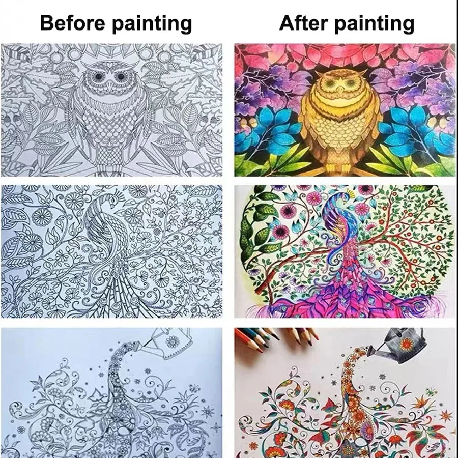 24 Pages Small Size 18.5*18.5cm Mandalas Coloring Book For Adults Children Relieve Stress Kill Time Secret Garden Graffiti Book