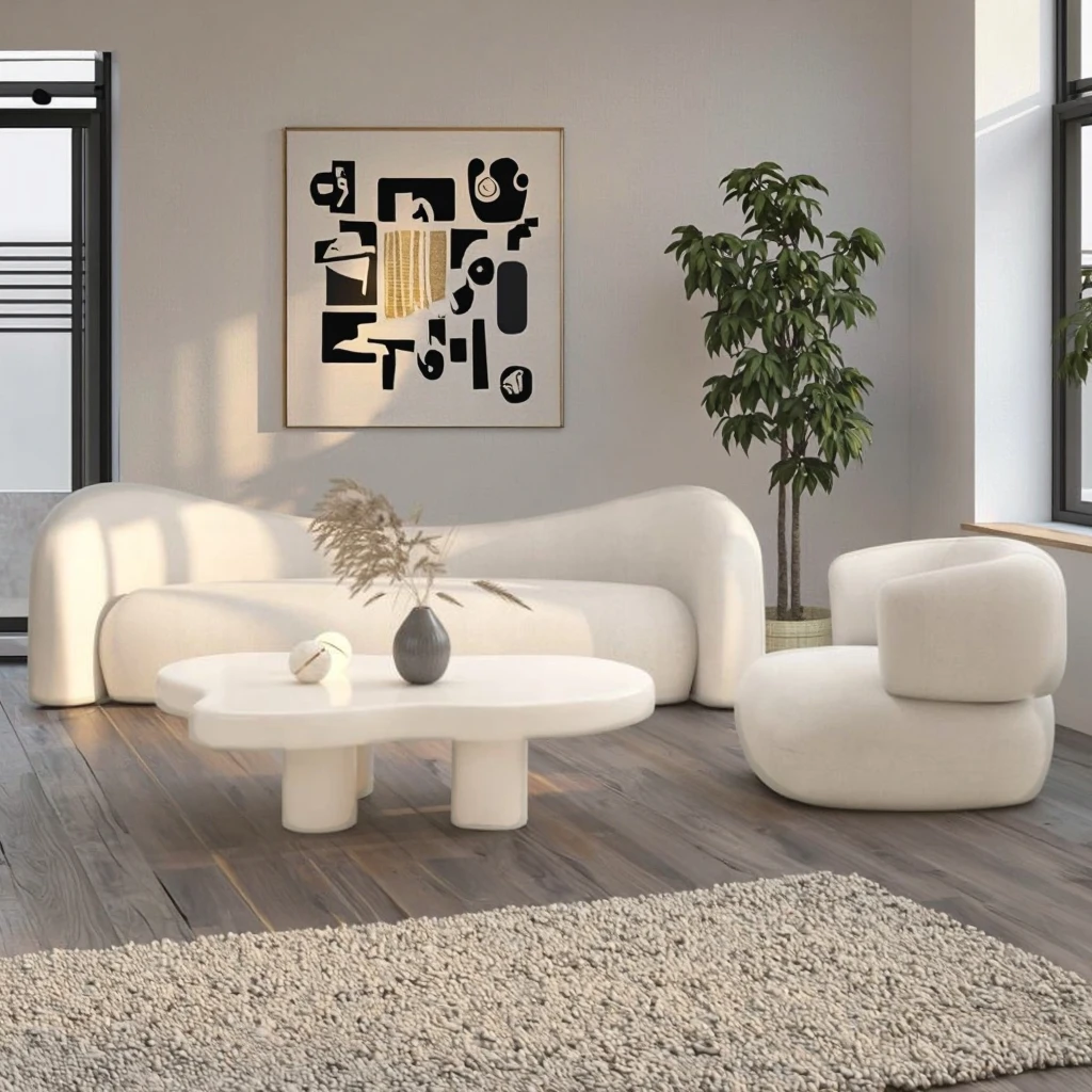 #Light Luxury 2 Seater Apartment-Friendly Genuine Leather Sectional Sofa Set with Modular Design and Stainless Steel Legs