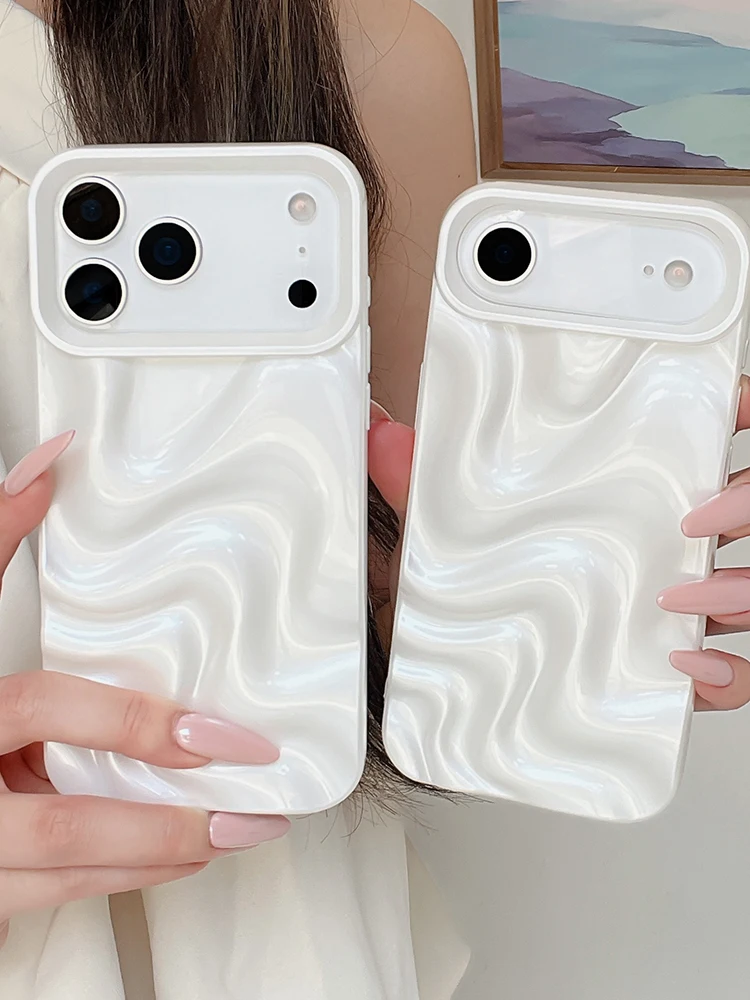 Stilvolle 3D-Wellen-Handyhülle mit glänzendem, pinkfarbenem Rückenteil für iPhone Air 11 12 13 14 15 17 18 Pro Max – Detail 17