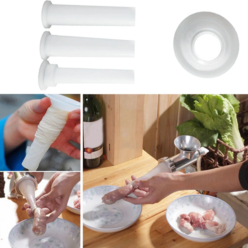4 Teile/satz Kunststoff Handgemachte Düse Set Kaliber Wurst Grinder Rohr Wurst Verpackung Werkzeuge Fleischwolf Düse Trichter