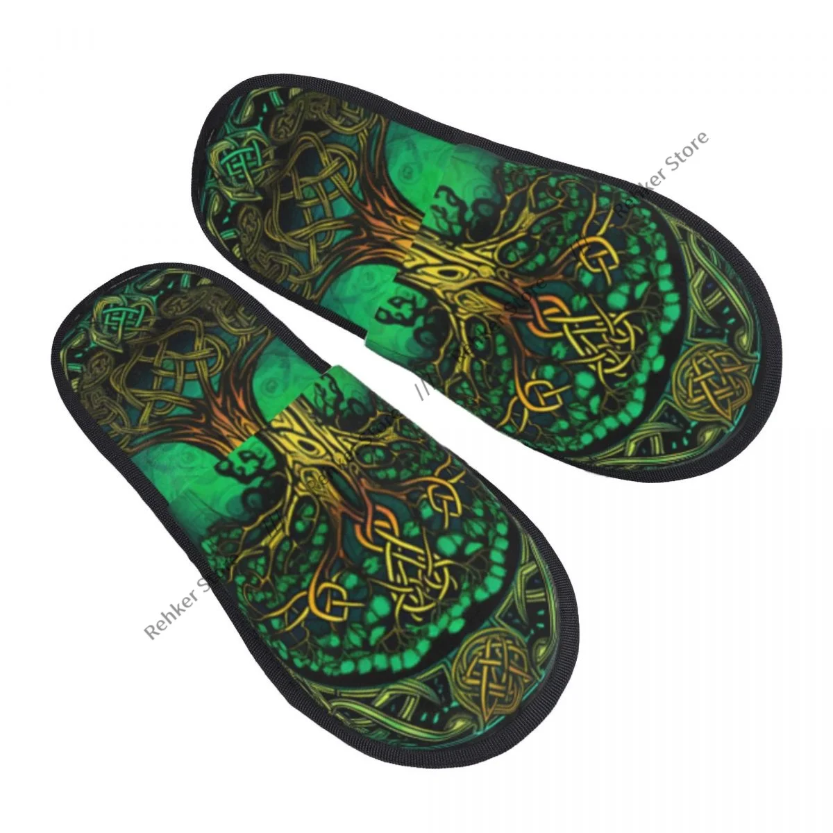 Soft Slippers Celtic Tree Mythology Non-Slip Floor Indoor Home Furry Slippers Shoes For Bedroom