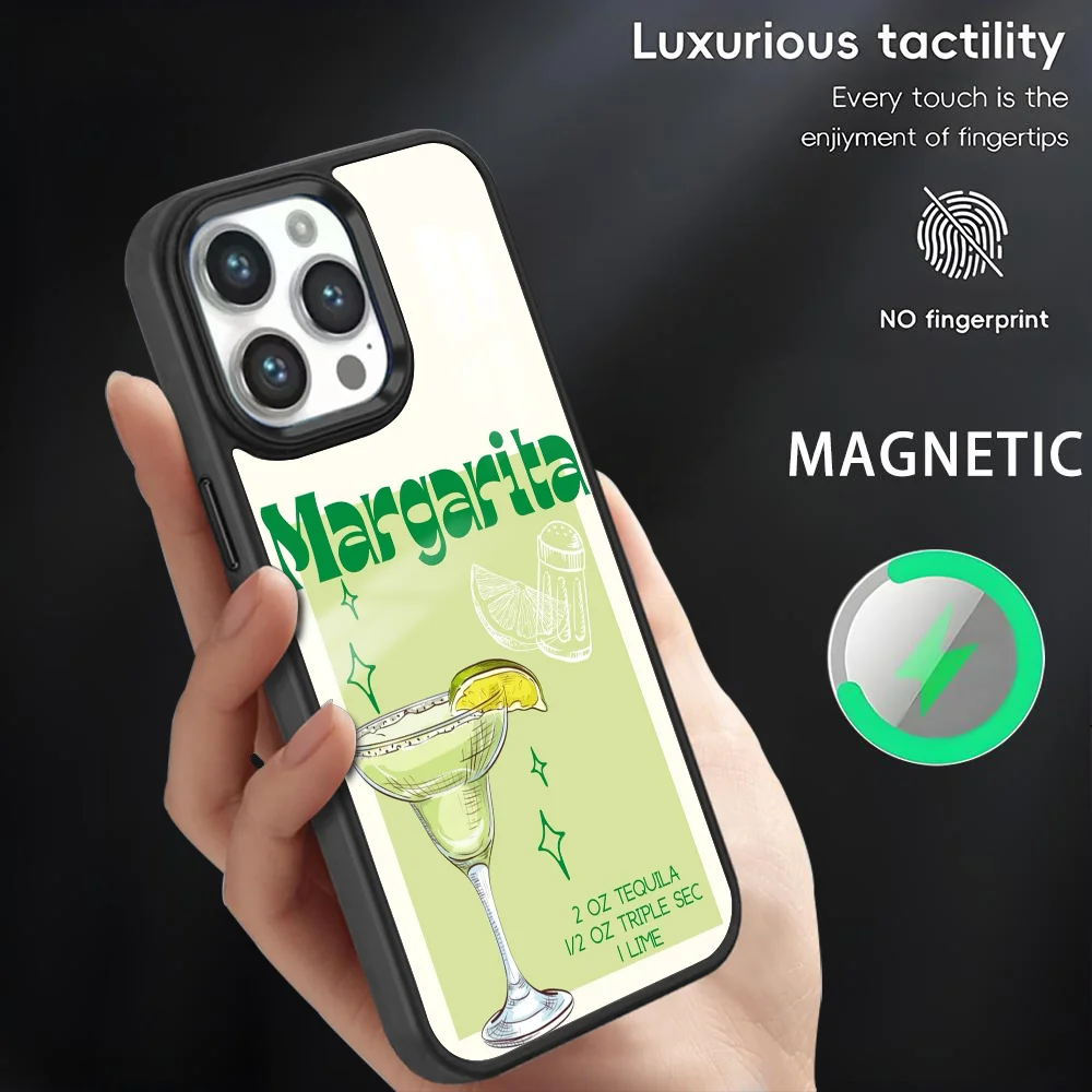 

Margarita Cocktail Art Phone Case For iPhone 16 15 14 13 12 11 Pro Max Plus Mini Magnetic Magsafe Wireless Charging Cover Coque