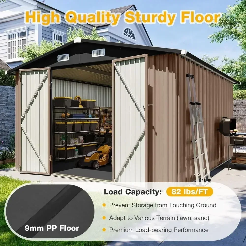 Durable Galvanized Steel Outdoor Shed - 10x12 Storage for Bikes, Tools, and Generators