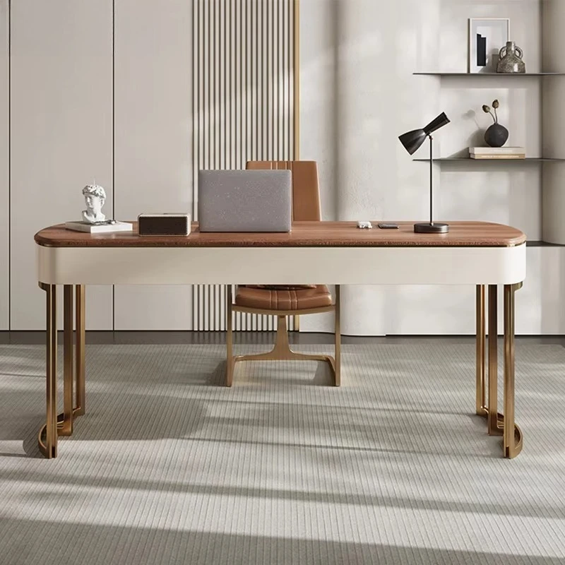 Light High-End Convertible Metal Computer Desk and Chair Set E1 Wooden Office Table with Writing for CEO's Office