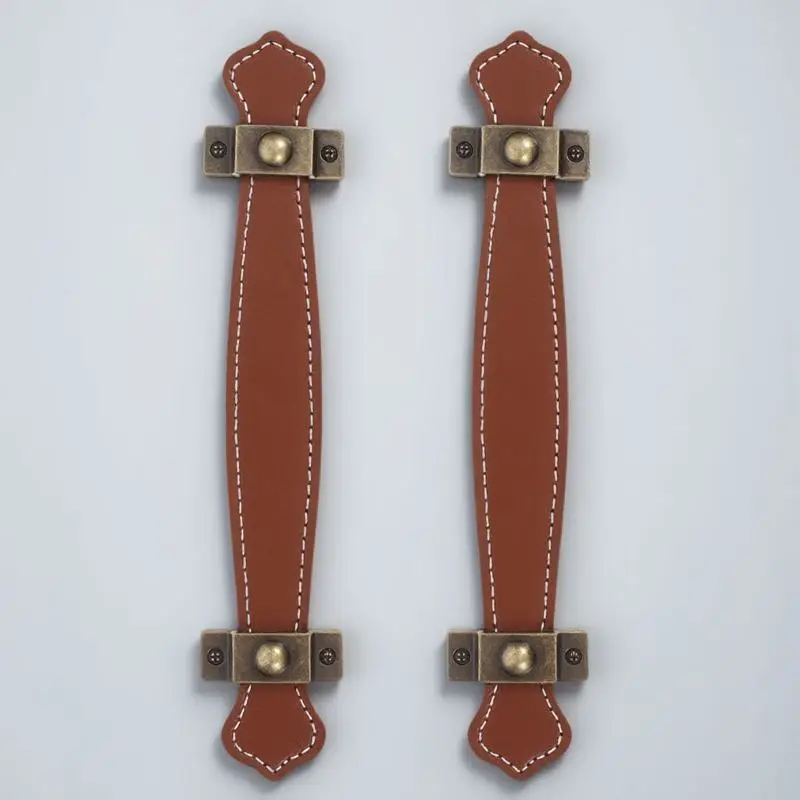 Maniglie per cassetti in PU da 2 pezzi Maniglia per porta dell'armadio durevole vintage in lega di zinco marrone chiaro adatta per mobili