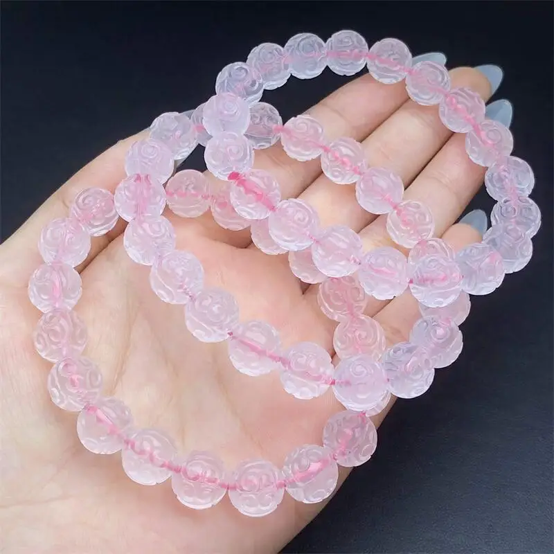 

10MM Natural Rose Quartz Mosaic Bead Bracelet Women Elegant Round Charm Yoga Strand Female Jewelry Holiday Gift 1PCS