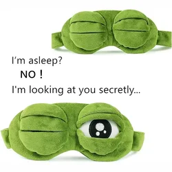3D Sad Frog Eye Mask for Sleep, Soft Comfortable Travel Blindfold, Unisex Adult Kids Light Blocking Eyepatch Portable Design
