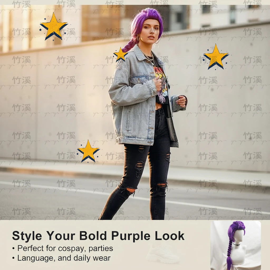 

KPOP Witch Hunt Children's Halloween Wigs, Purple Anime Braids for Role Playing, Weird Party Costumes and Accessories