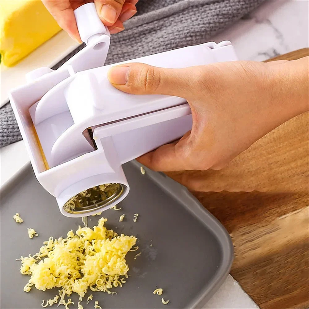 

Hand-Cranked Cheese Grater, Stainless Steel Rotating Shredder with 3 Blades for Pasta/Pizza/Salad - Multi-functionalKitchen Tool