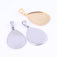 10pcs 18x25mm Teardrop Cabochon Base Settings Stainless Steel Gold Plated Pendant Trays Diy Charm Necklace Bezel Findings