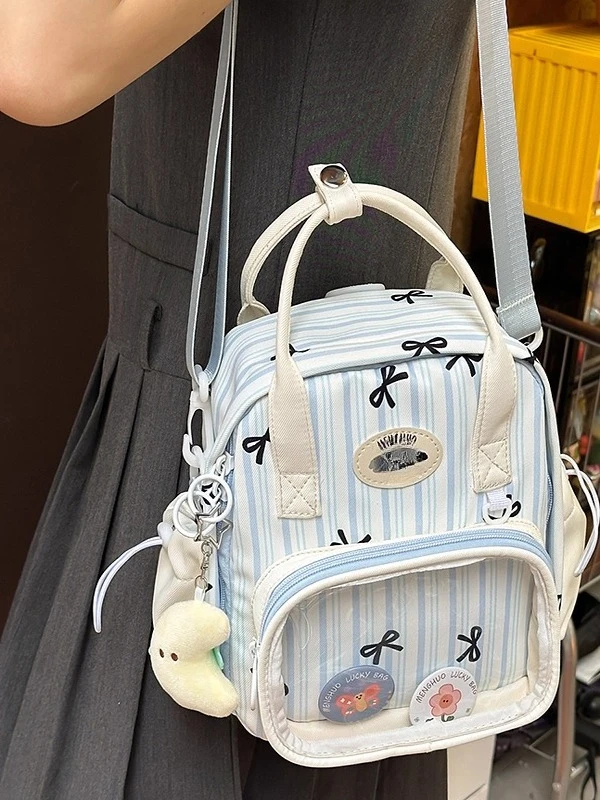 2D Japanese Original Lolita Backpack Daily Versatile Sweet Campus Large Capacity College Style Plaid Women's Bag