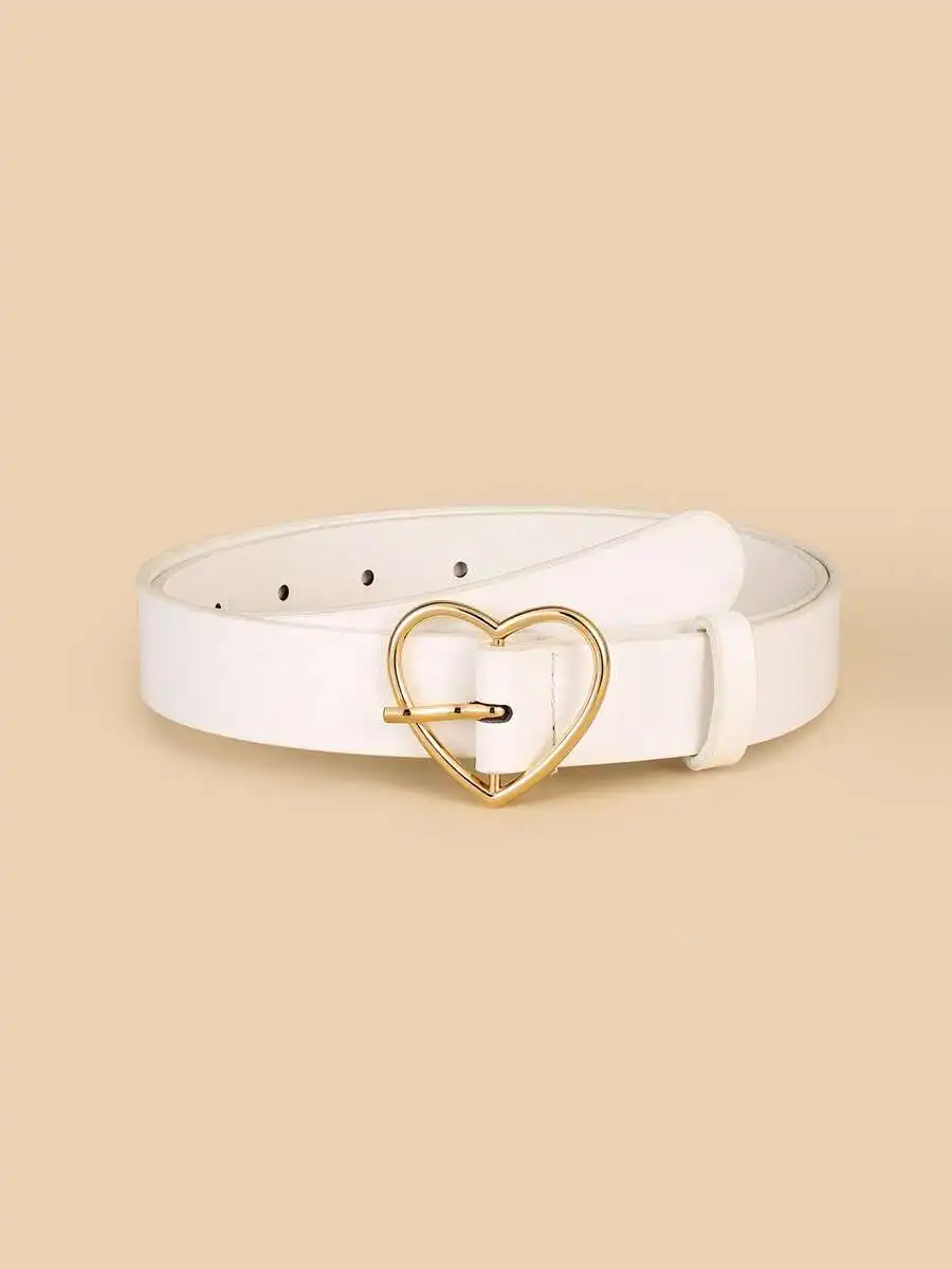 Plus Size Heart Buckle Belt With Punch Tool For Jeans Pants Valentine's Day Summer, School Fall, Autumn, Halloween