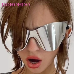 DOHOHDO Retro Oversized Tying Rope Sunglasses For Women Men Brand Designe One Piece Rimless Punk Sport Goggles UV400 Sun Glasses
