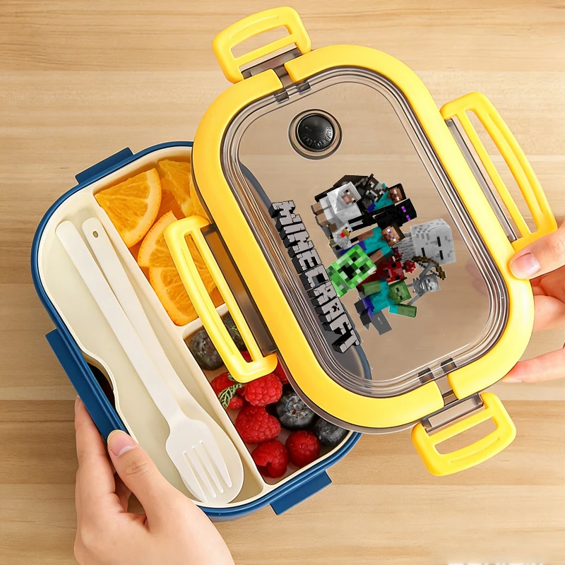 Lancheira Bento Minecraft com Personagens de Jogos, Recipientes para Alimentos, Lancheira Escolar de Desenho Animado para Piquenique, para Meninos, Meninas e Escritório