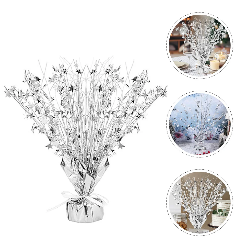 

Spray Centerpiece Foil Star Metallic Silver Table Decoration Party Centerpieces for Holiday Wedding Anniversary Celebration