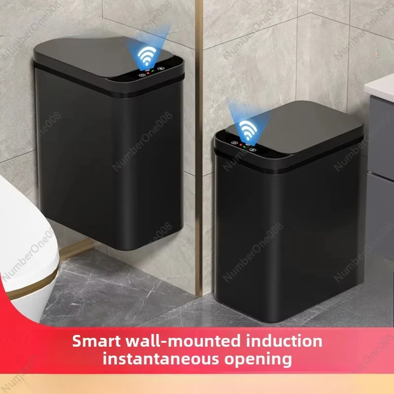 Touchless Smart Trash Can 2Pack Bathroom Kitchen Waste Bins with Lid Smart Motion Sensor Waterproof Automatic Garbage Bin