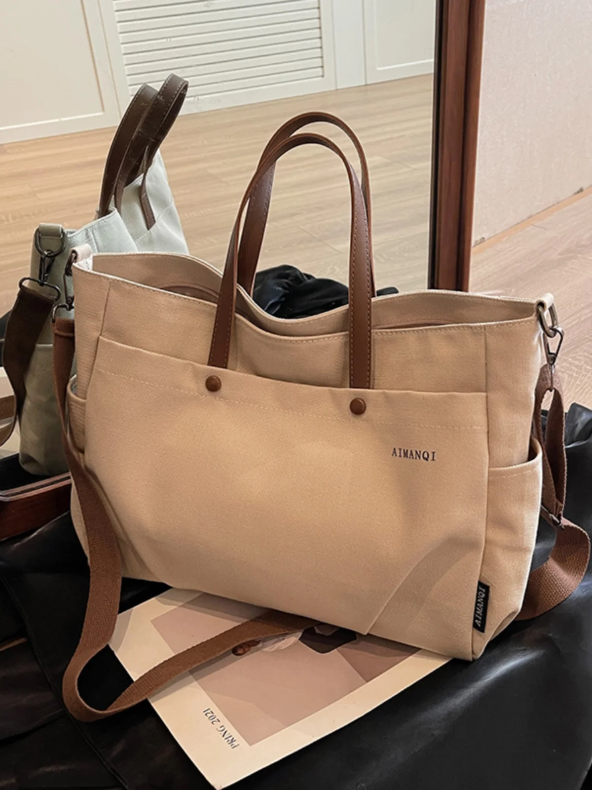 Повседневная большая холщовая сумка Capaci, женская новинка 2023, универсальная сумка через плечо, сумка на одно плечо, ручная большая сумка