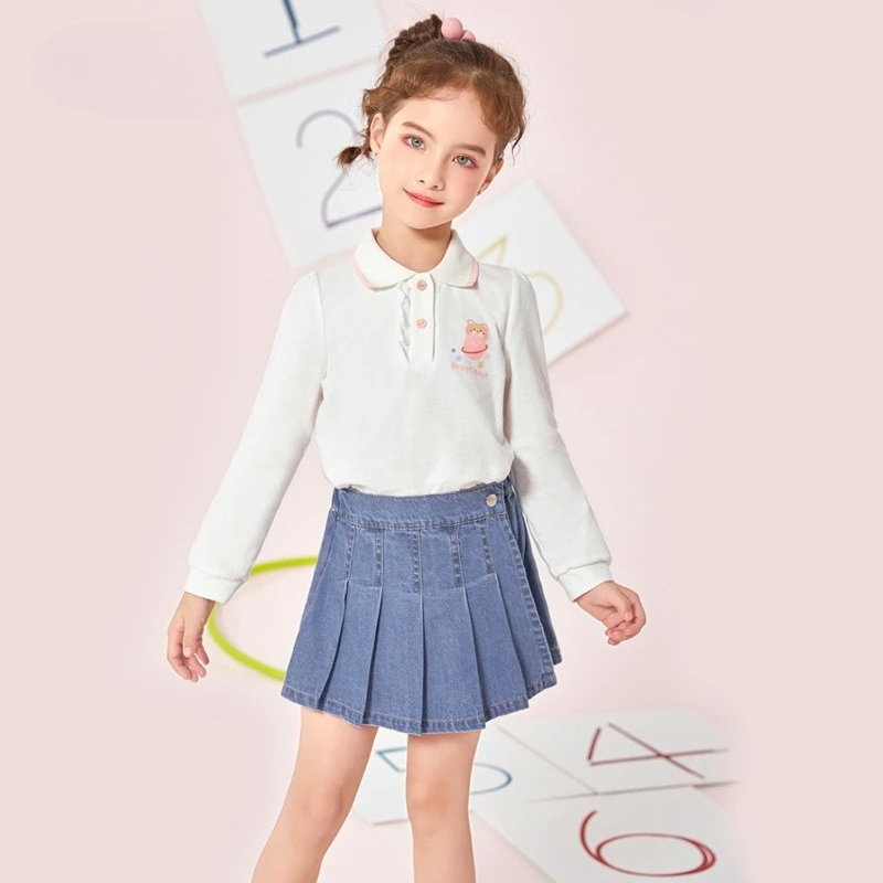 

Girls Kids Denim Shorts Summer Dressy Skirt Shorts Fake Two Piece Korean Style Fashion Casual Outfit for Baby Toddler