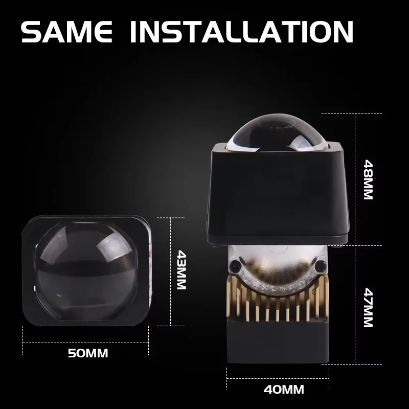 

1.5 Inch Bi LED Projector Lens M10 Matrix 12V 45W 6000K 6000LM Hi Lo Beam Double Reflectors